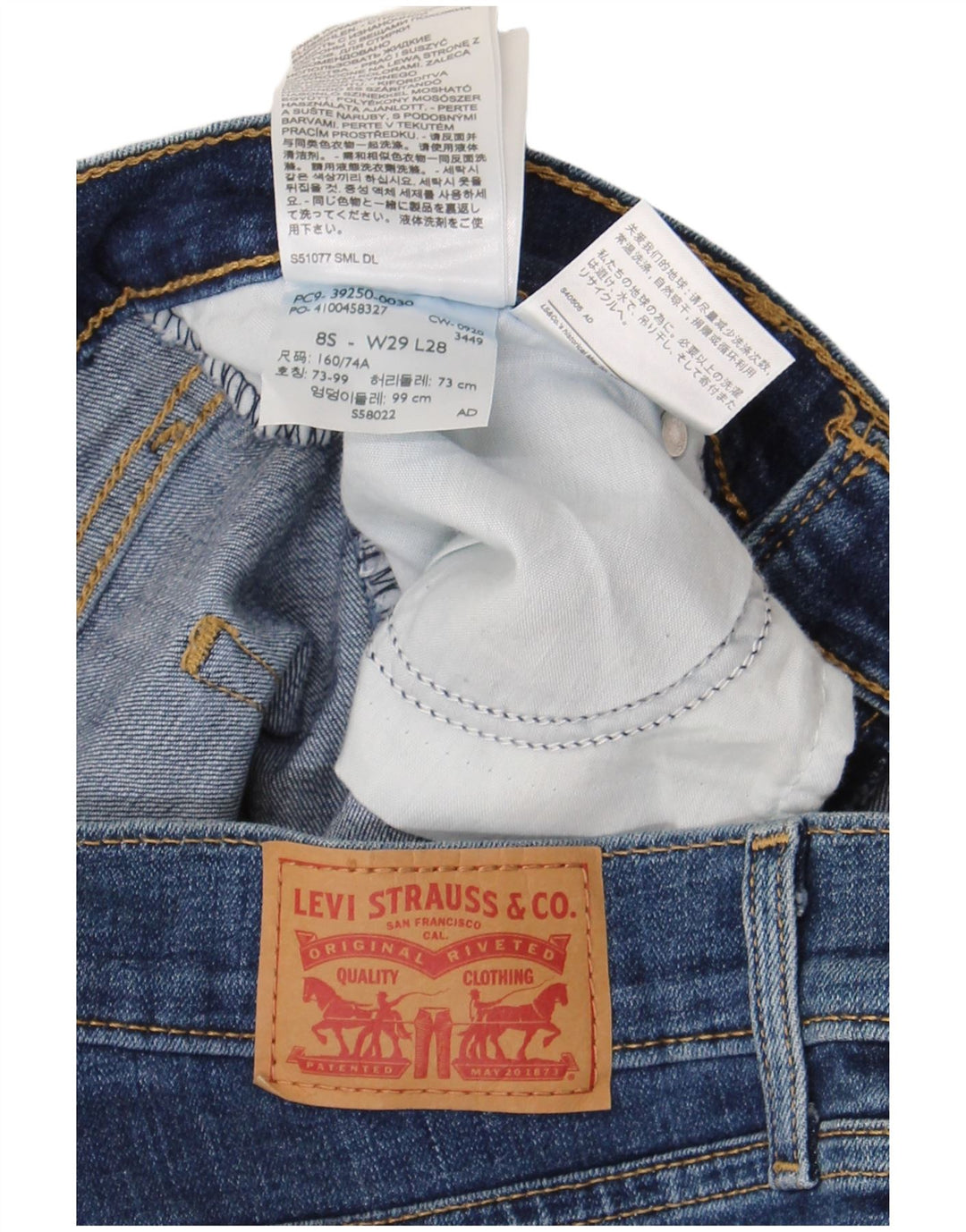 Damskie klasyczne proste dżinsy Levi's US 8 Medium W29 L28 Niebieskie bawełniane