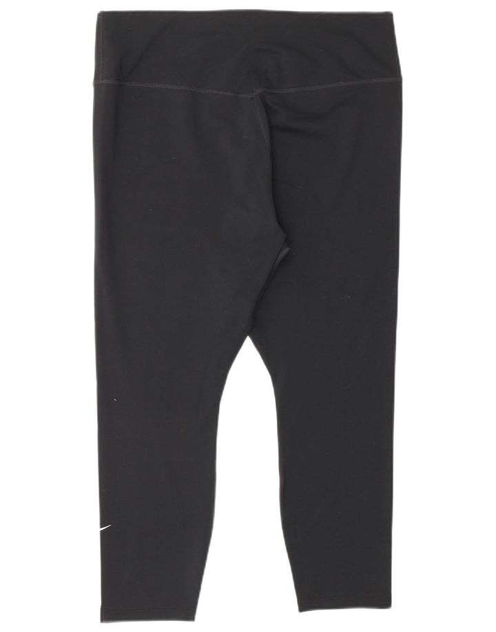 Damskie legginsy NIKE Dri Fit Capri UK 14, duże, czarne, poliestrowe