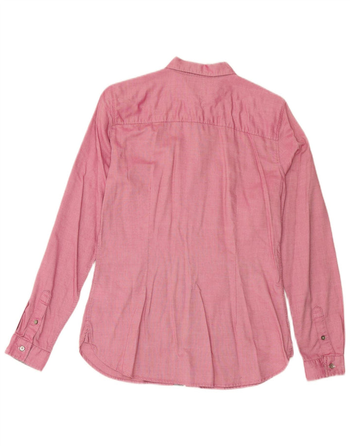 TOMMY HILFIGER Womens Fitted Shirt US 8 Medium Pink Cotton