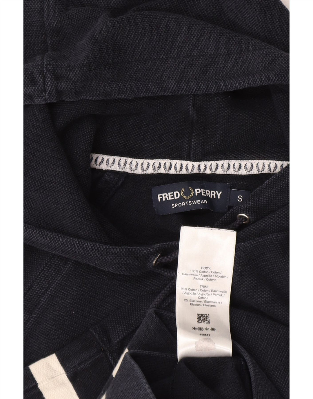 Męski sweter z kapturem Fred Perry, mały, granatowy, bawełniany