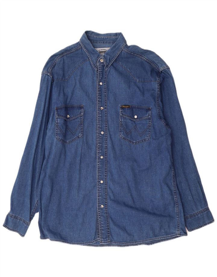 Męska koszula dżinsowa Wrangler Western XL, niebieska, bawełniana