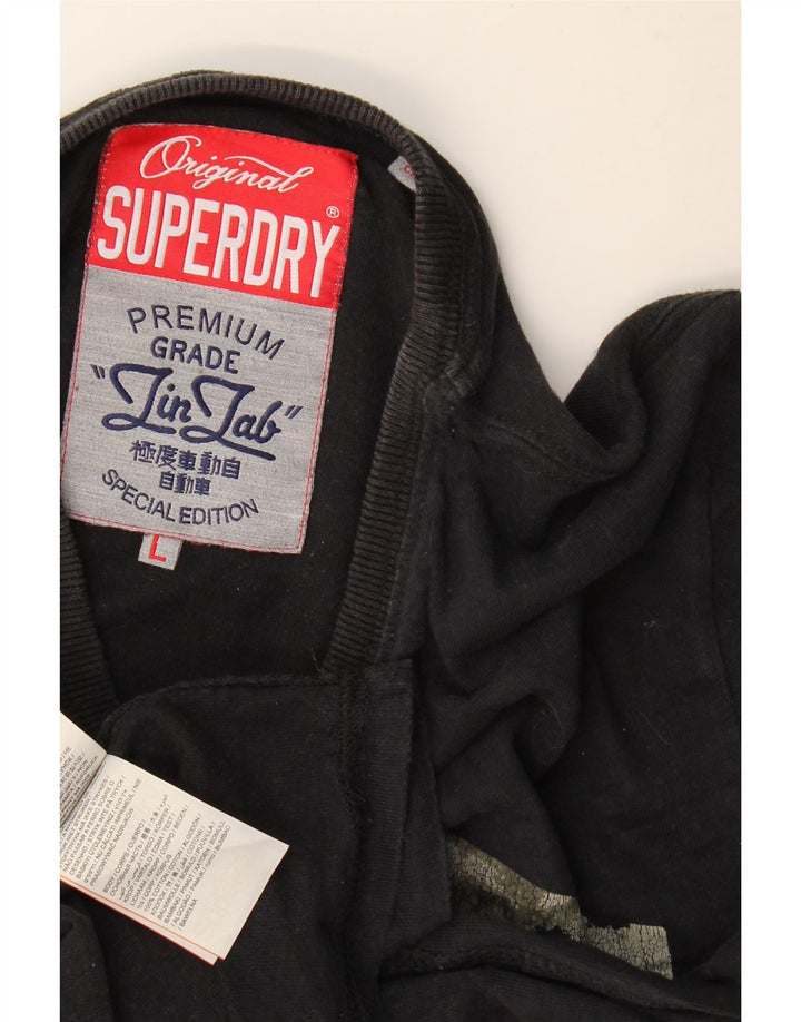 Męski T-shirt z grafiką Superdry, duży, czarny, bawełniany