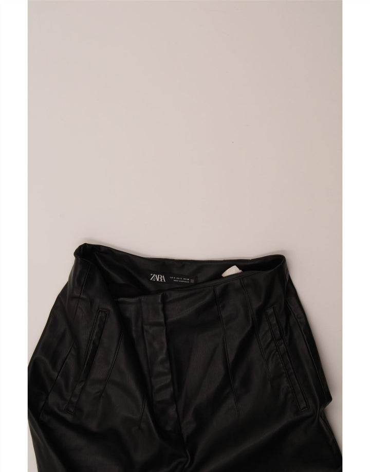 ZARA Womens Tapered Leather Trousers Small W26 L26 Black Vintage Zara and Second-Hand Zara from Messina Hembry 