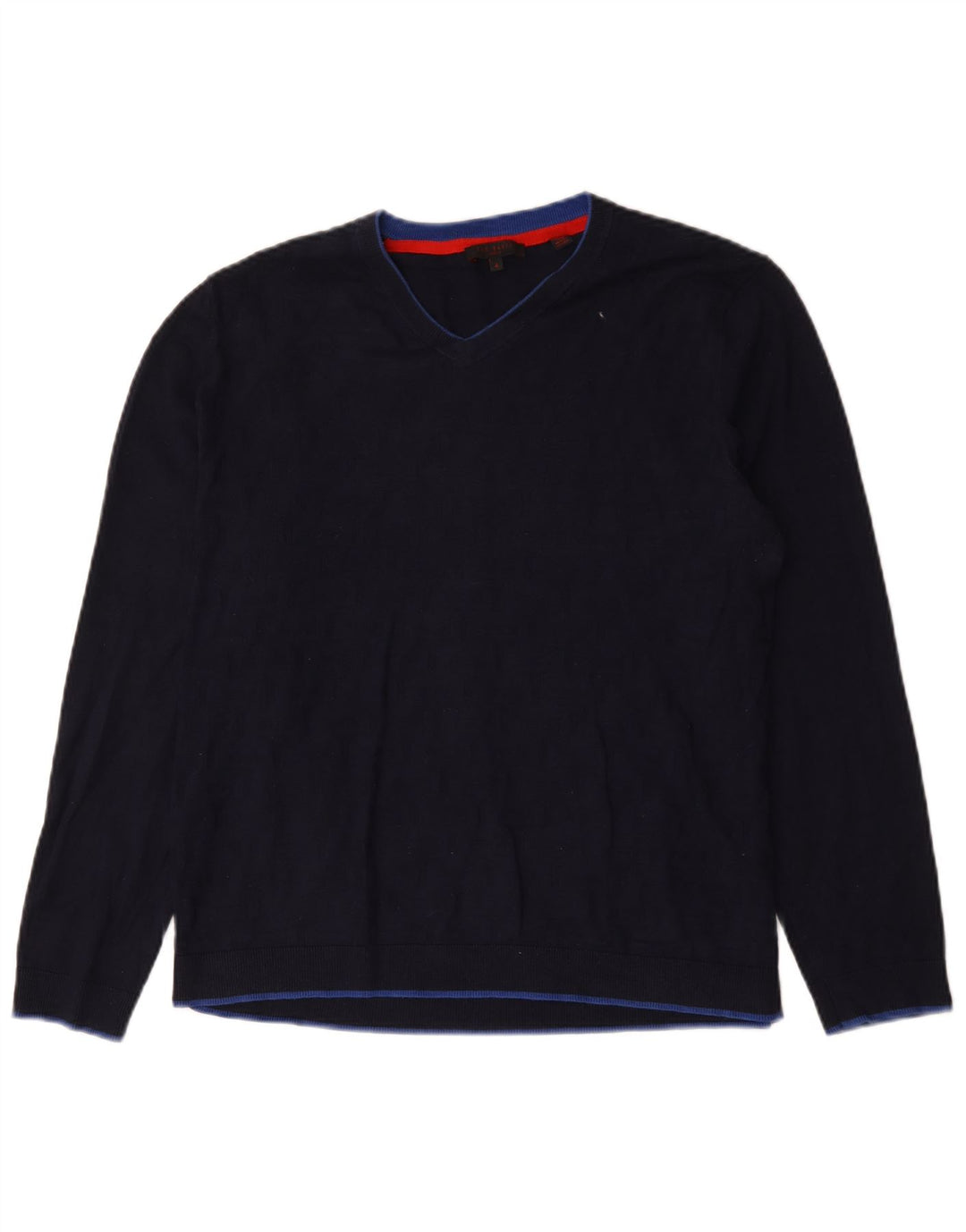 Męski sweter Ted Baker z dekoltem w kształcie litery V, rozmiar 4, duży granatowy