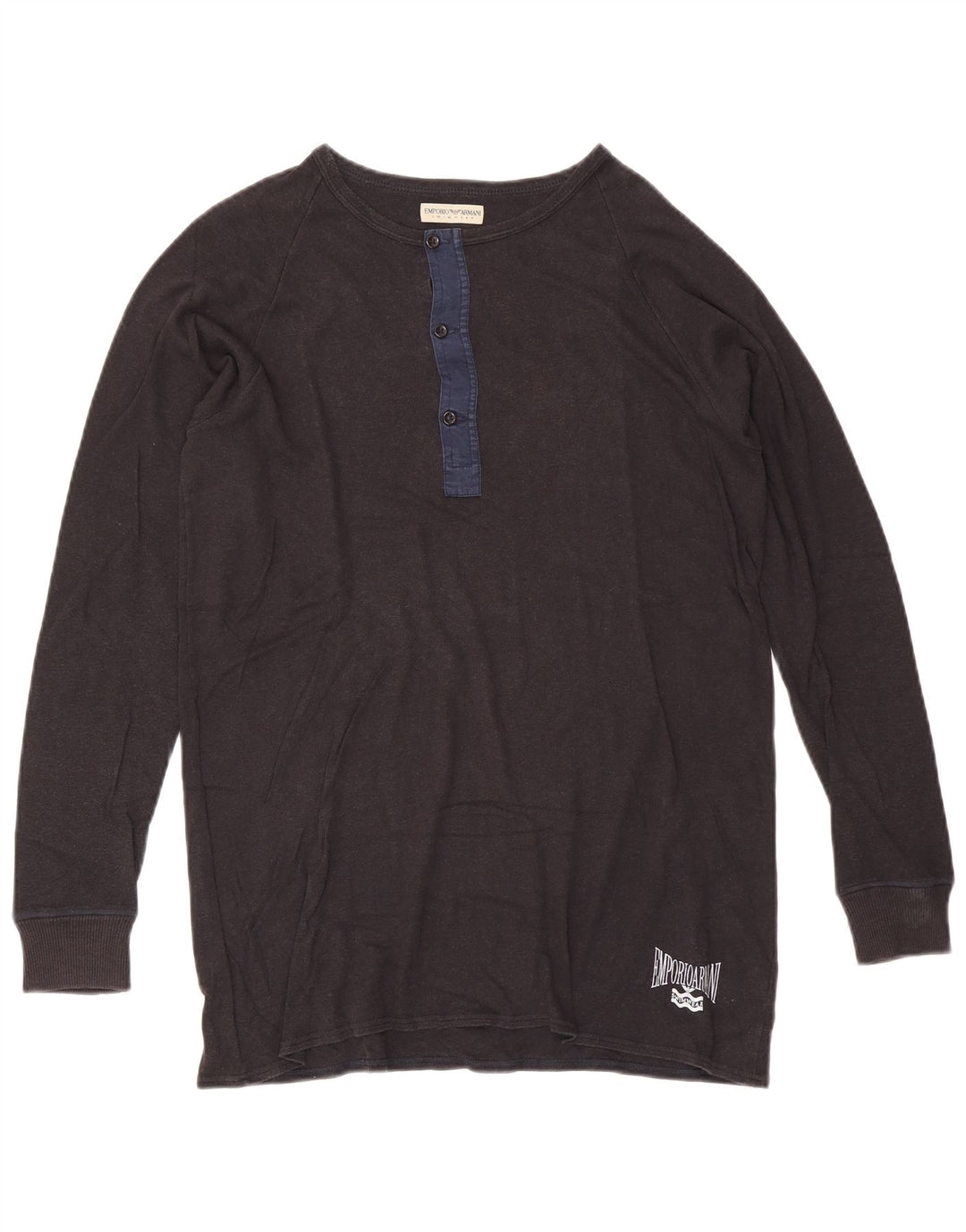 Męski graficzny top Armani Exchange z długim rękawem, duży, szary, bawełniany