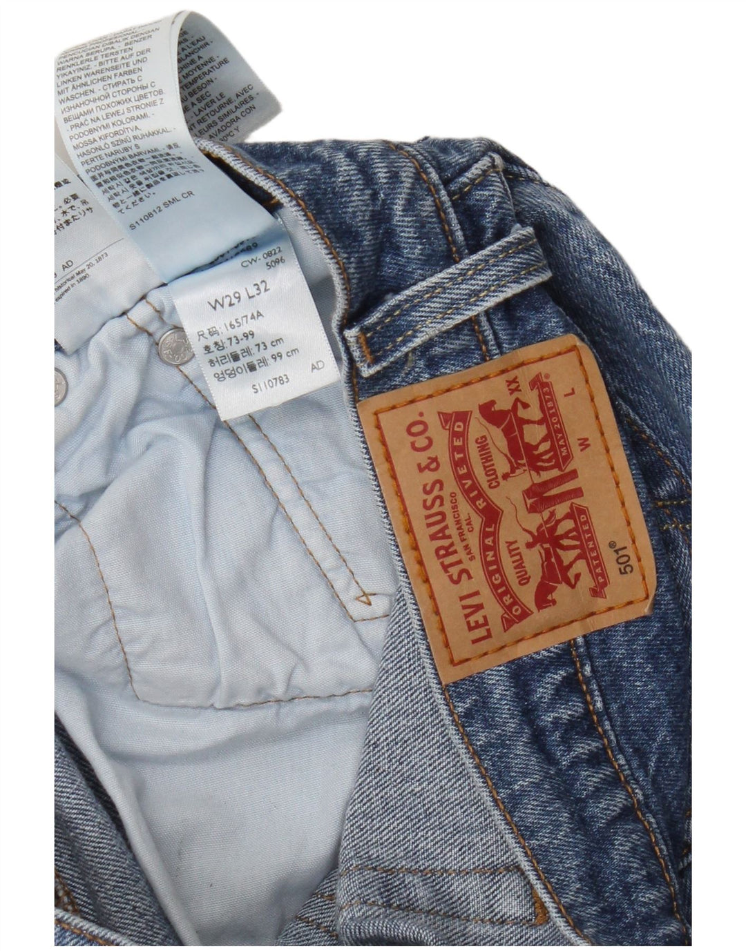 Męskie dżinsy Levi's 501 Straight W29 L32 Niebieskie bawełniane