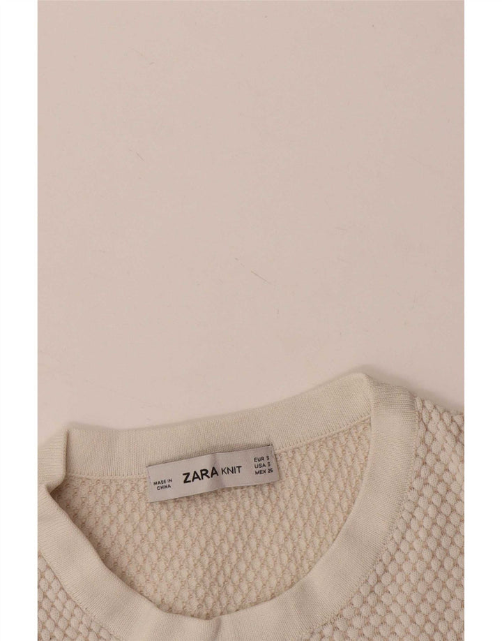 Sweter damski Zara z okrągłym dekoltem, UK 8, mały, biały