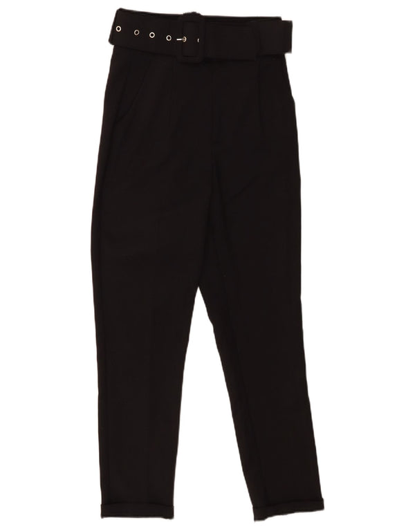 Spodnie damskie Karol z wysokim stanem i dopasowanym krojem XS W26 L25 Czarny poliester