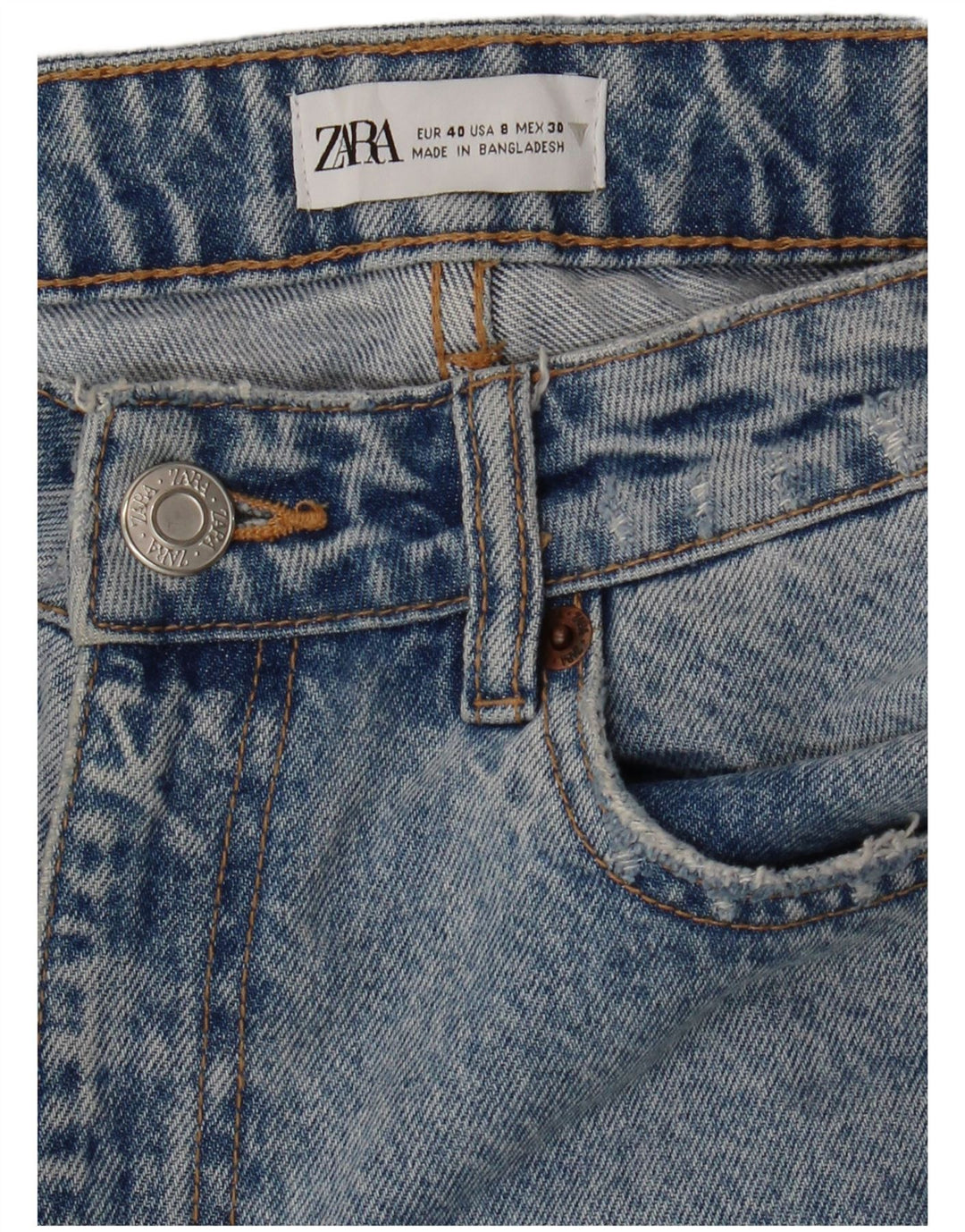 Damskie jeansy Zara w trudnej sytuacji, zwężane EU 40, średnie W30 L28, niebieskie