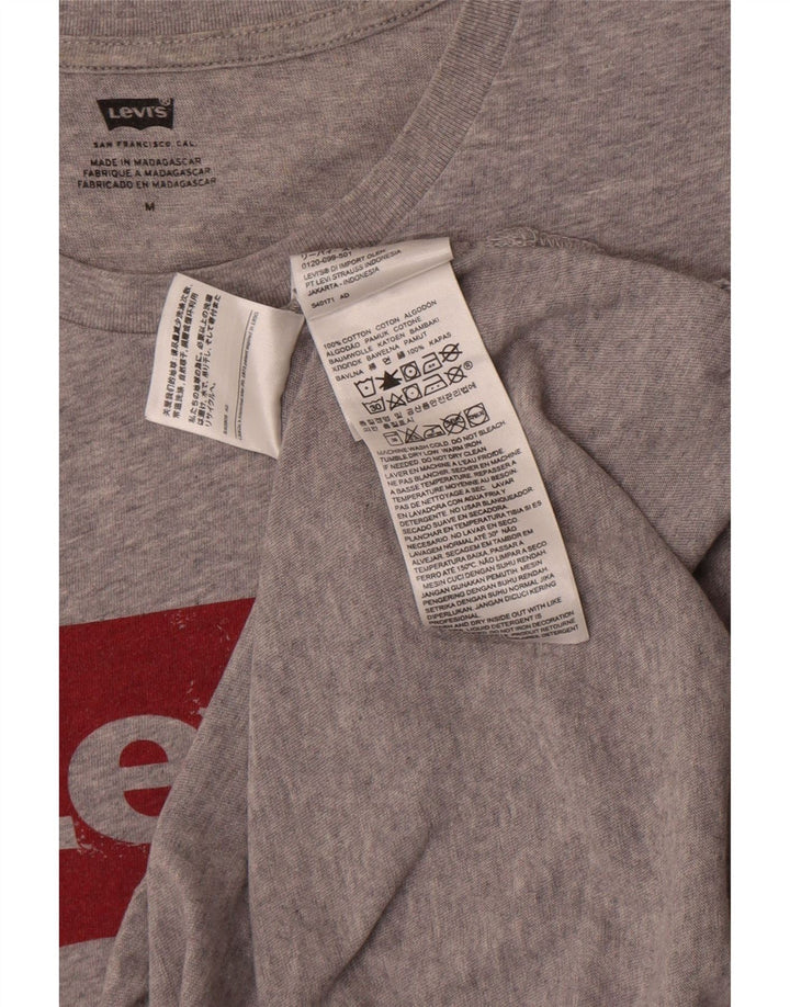 Męska koszulka z grafiką Levi's, średnia, szara, bawełniana nakrapiana
