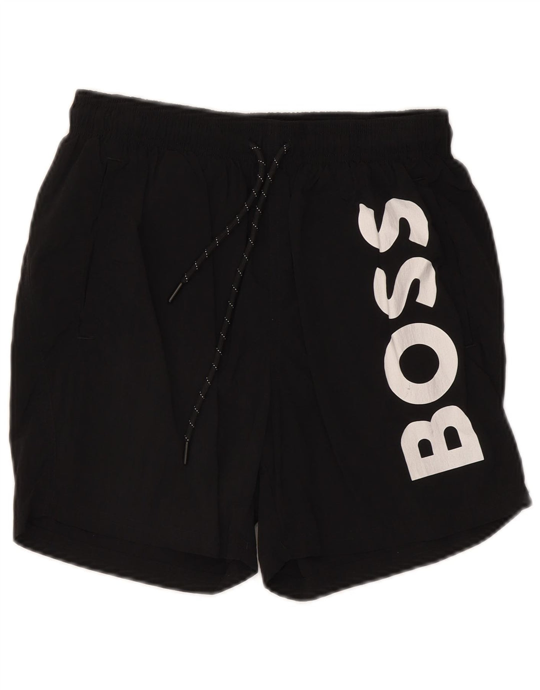 Męskie spodenki kąpielowe Hugo Boss z grafiką, małe, czarne, z poliamidu
