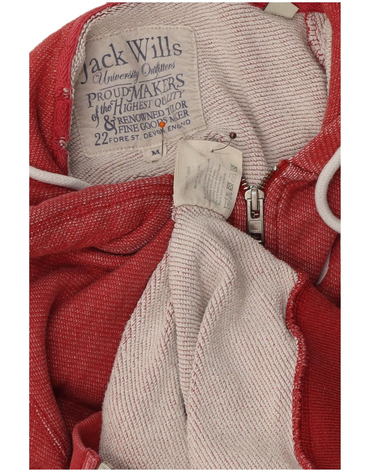 Męski sweter JACK WILLS z grafiką i zamkiem błyskawicznym, średnioczerwony, bawełniany