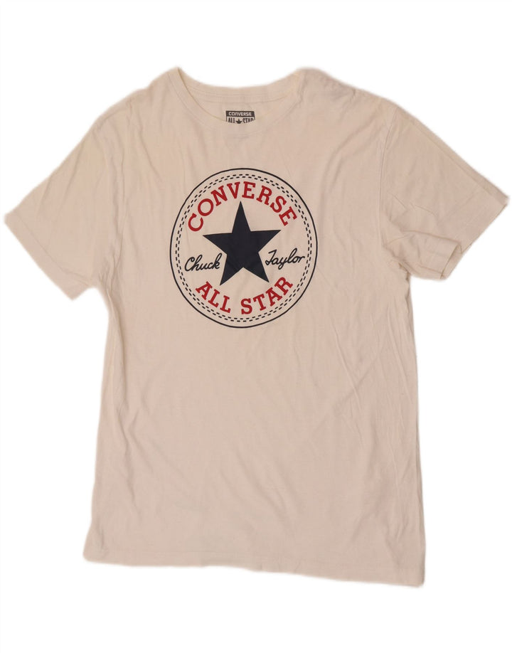 Męska koszulka Converse z grafiką, mała, bawełniana w kolorze złamanej bieli