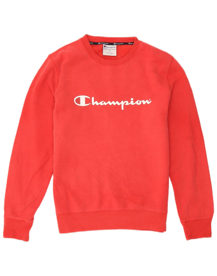 Męski sweter z grafiką Champion, średnioczerwony, bawełniany