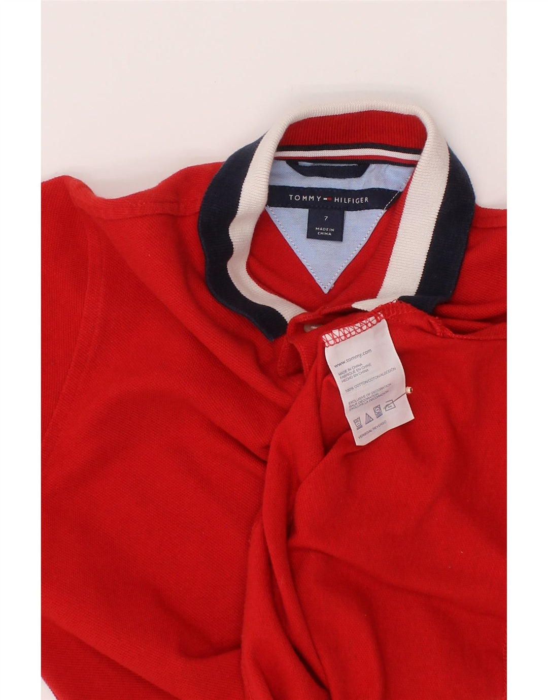 Chłopięca koszulka polo TOMMY HILFIGER z grafiką, 6-7 lat, czerwona, bawełniana