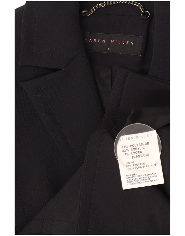 Karen Millen Damska marynarka zapinana na 2 guziki UK 8, mała, czarna poliamid