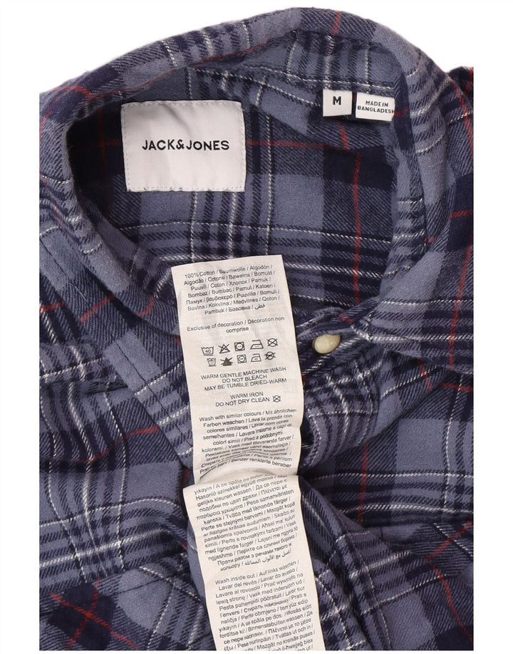Koszula flanelowa męska Jack & Jones, bawełniana, w średnią granatową kratkę