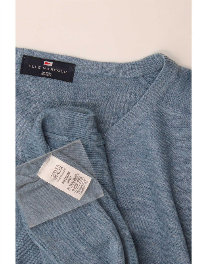 Męski sweter Marks & Spencer Blue Harbor z dekoltem w kształcie litery V, średni akryl