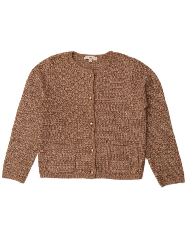 Marks & Spencer Damski sweter kardigan UK 14, średni brązowy poliester