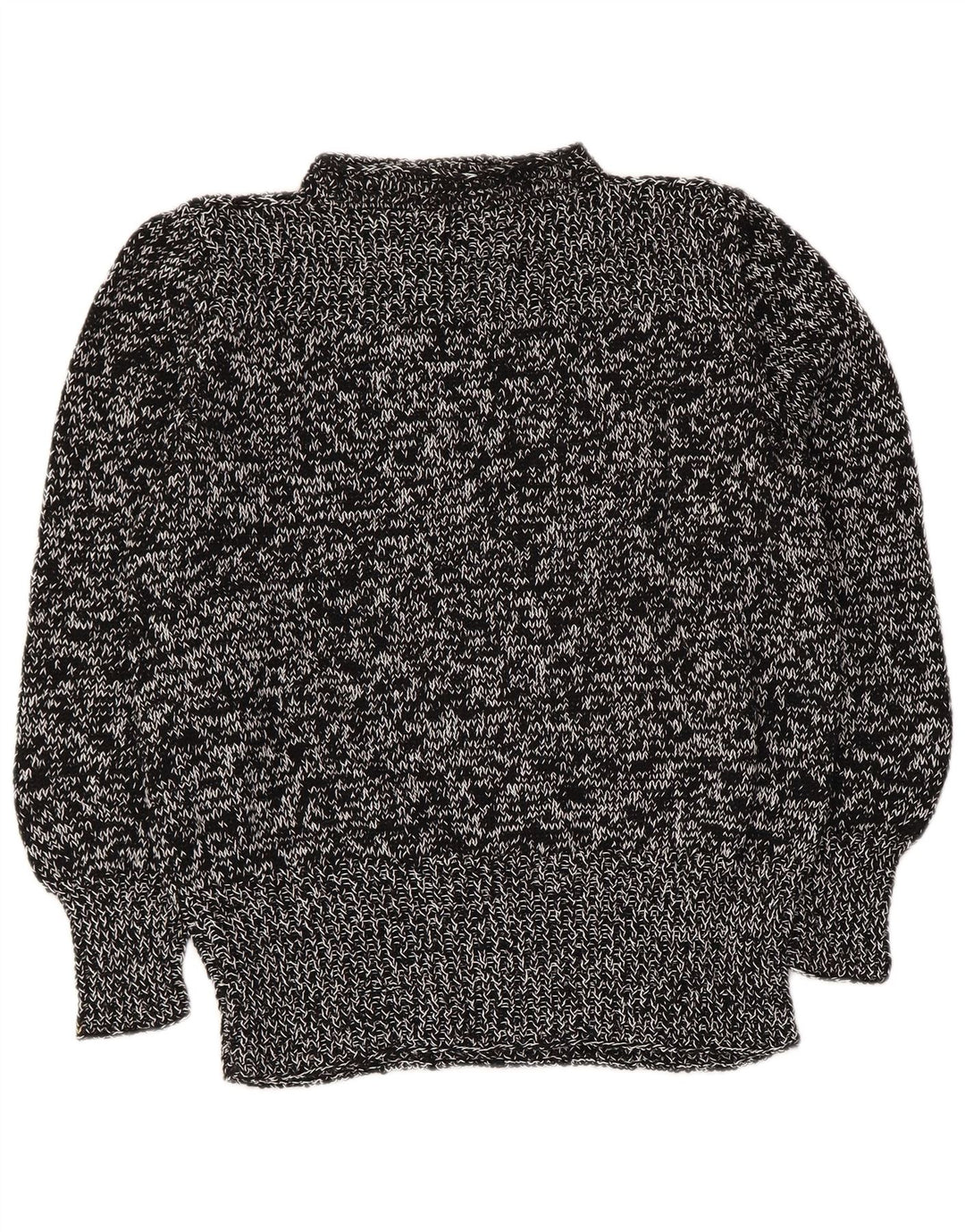 Sweter damski w stylu vintage z golfem UK 14, średni czarny nakrapiany