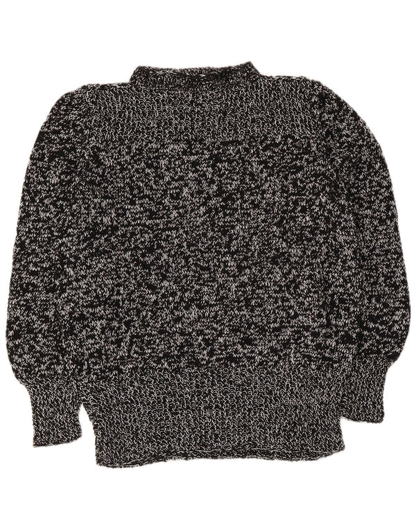 Sweter damski w stylu vintage z golfem UK 14, średni czarny nakrapiany