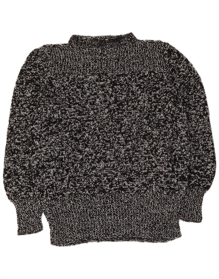 Sweter damski w stylu vintage z golfem UK 14, średni czarny nakrapiany