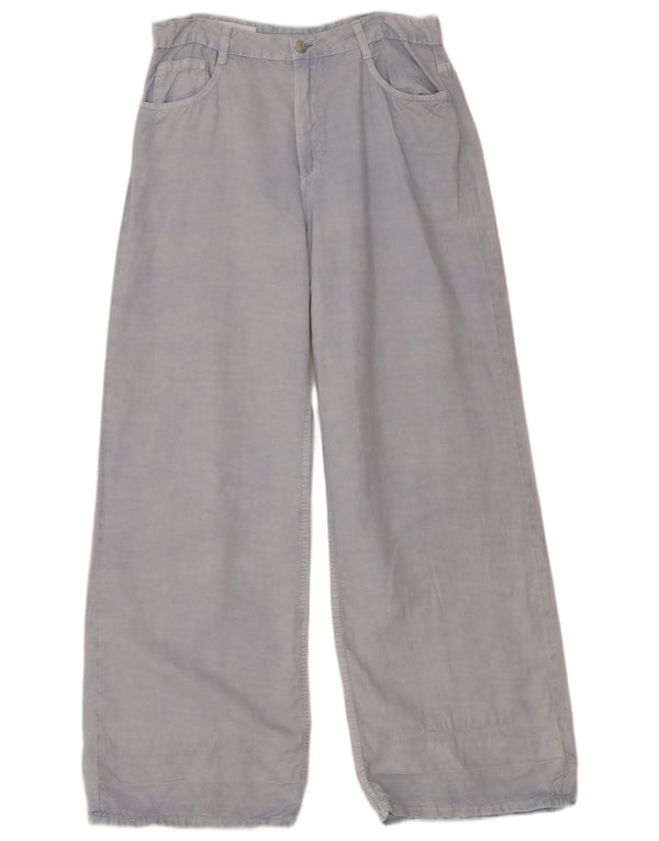 Damskie spodnie codzienne z szerokimi nogawkami Zara EU 40 Medium W30 L32 Niebieskie lniane