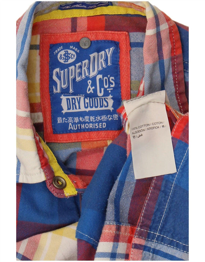 Damska koszula flanelowa Superdry z pulowerem UK 12, bawełniana w średnią niebieską kratkę