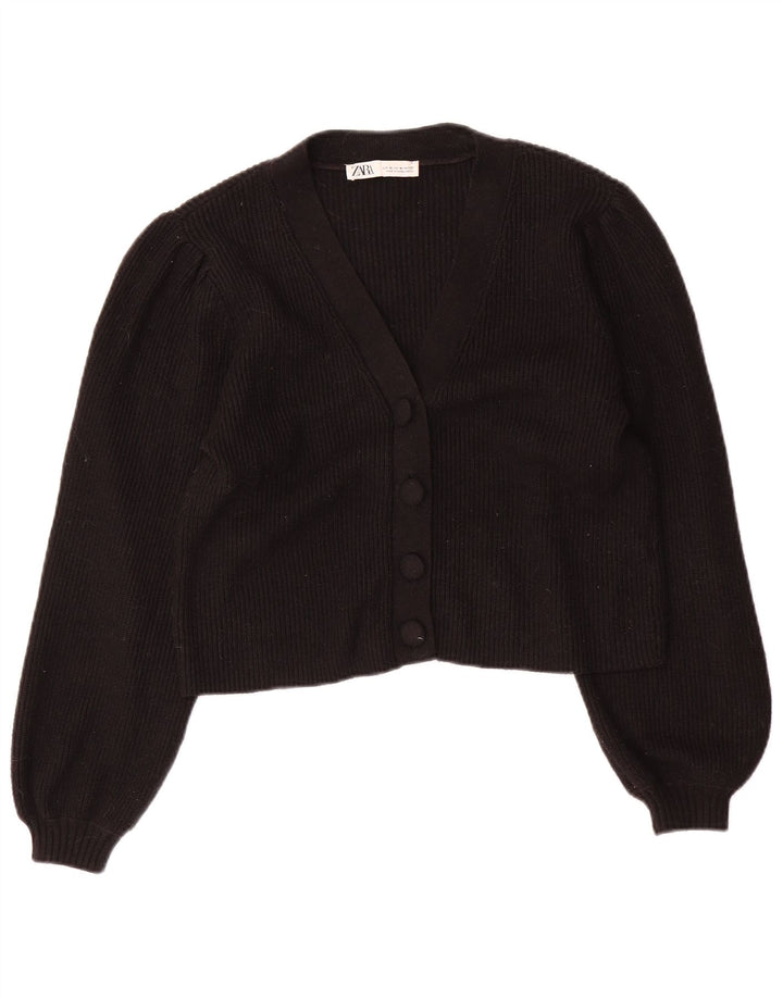 Sweter damski Zara Crop Cardigan UK 12 Średni czarny wiskoza