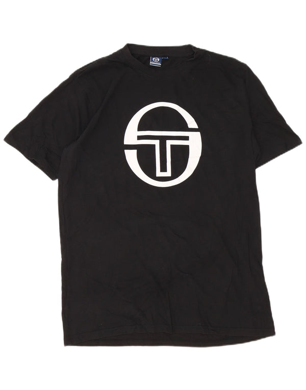 Męska koszulka z grafiką Sergio Tacchini, góra XL, czarna, bawełniana