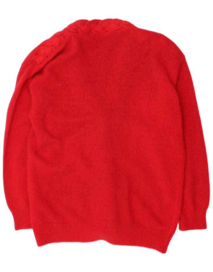 Damski sweter rozpinany Max Dine UK 18 XL, czerwona owcza wełna
