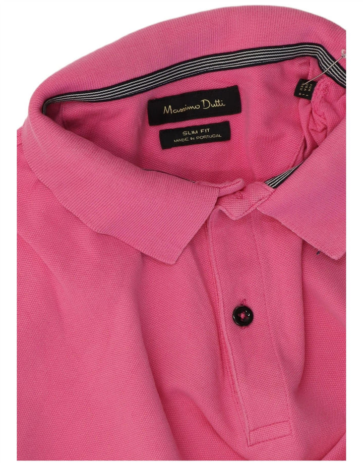 Męska koszulka polo Massimo Dutti Slim Fit, duża, różowa