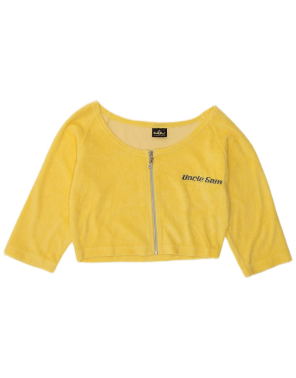 Damski krótki top z rękawem 3/4 Uncle Sam, UK 12, średni żółty, bawełniany