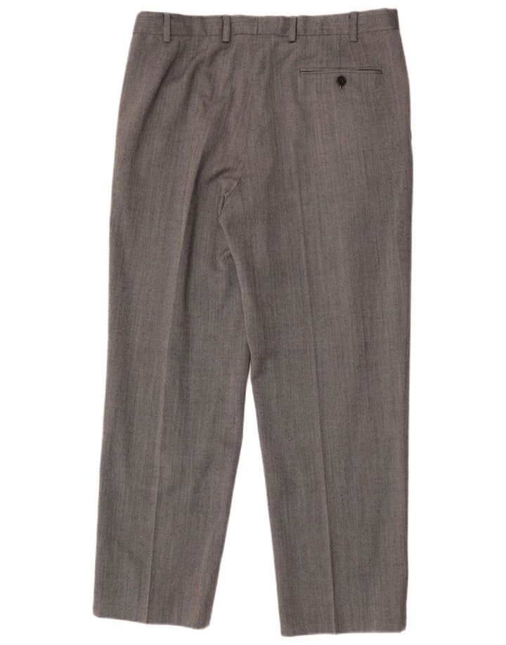 Męskie spodnie garniturowe Marks & Spencer Performance Straight W34 L29 Szara wełna