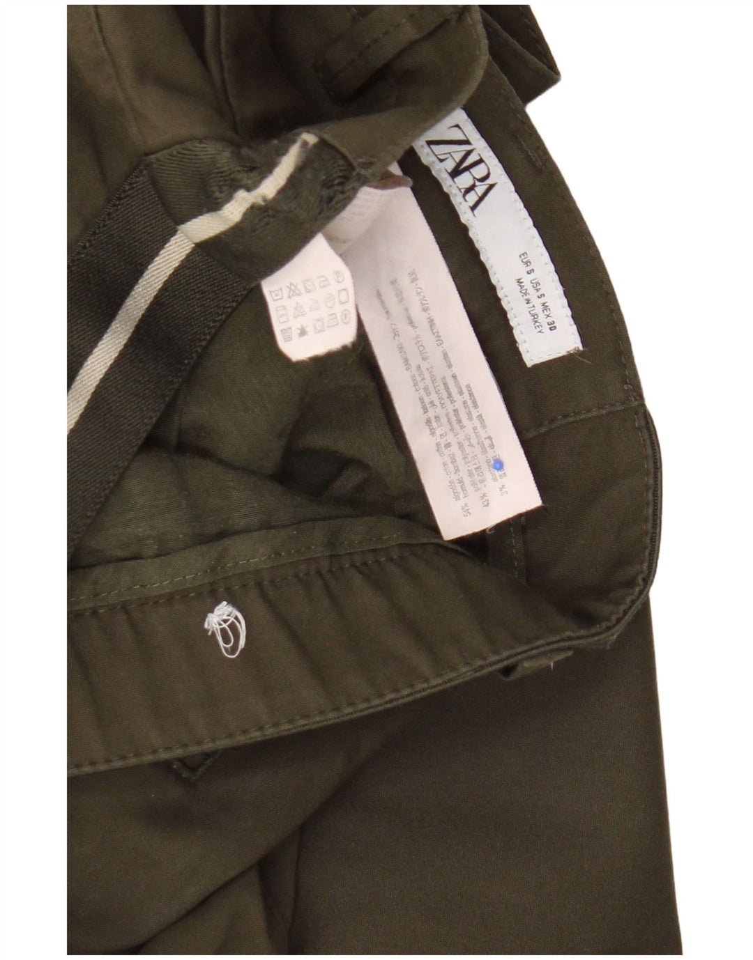 Męskie spodnie typu slim chino Zara, małe, W30 L28, bawełna khaki