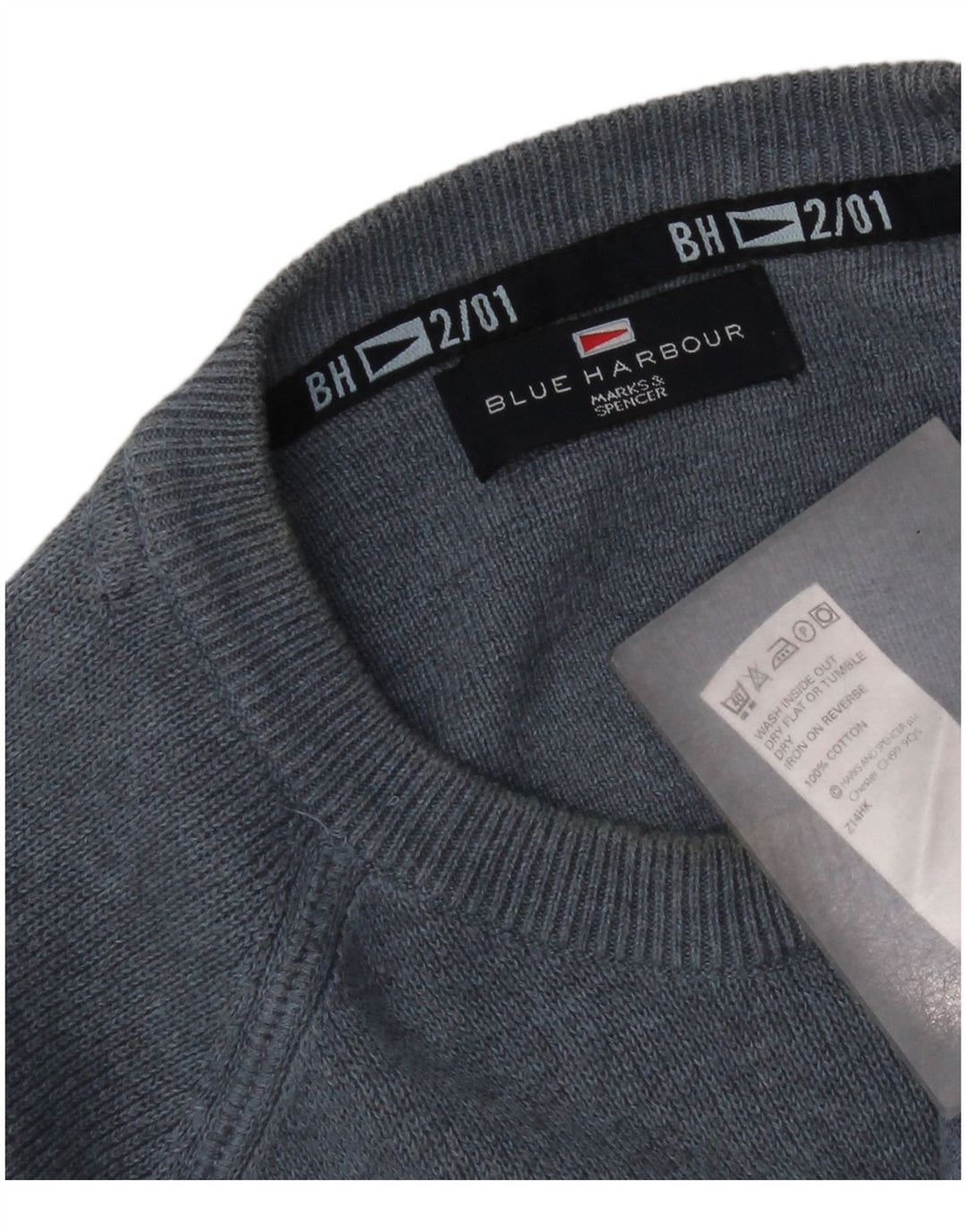Marks & Spencer Męski sweter z okrągłym dekoltem w kolorze niebieskim, średnioniebieski