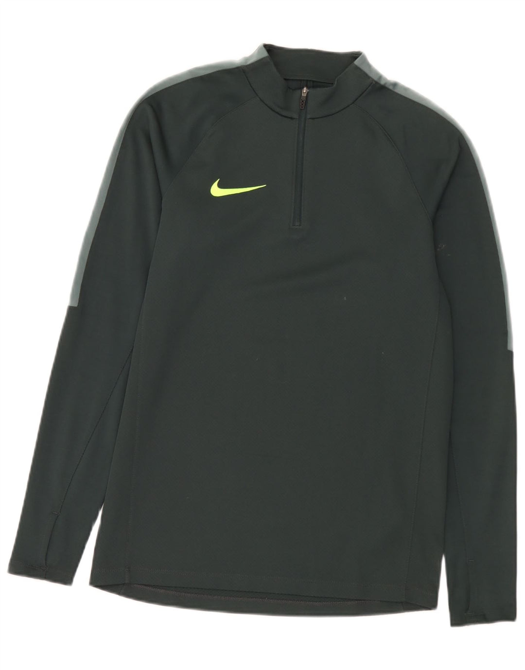 Męska koszulka Nike z zamkiem i długim rękawem, mała, zielona, poliestrowa
