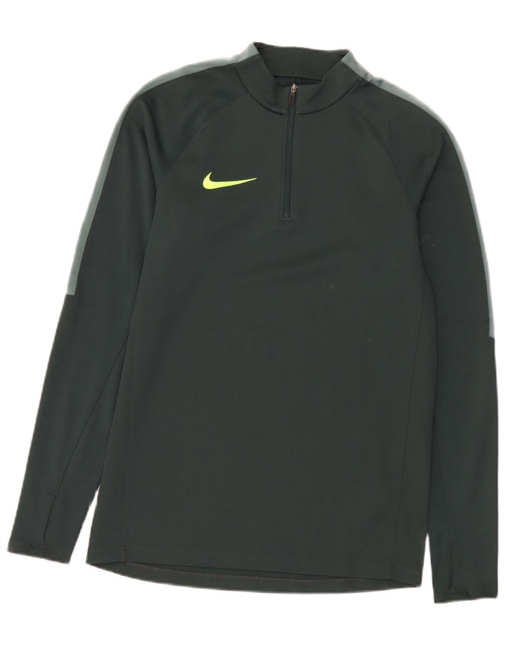 Męska koszulka Nike z zamkiem i długim rękawem, mała, zielona, poliestrowa