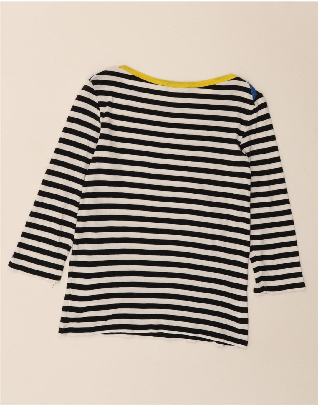 Top damski Benetton z rękawem 3/4, UK 8, w małe granatowe paski