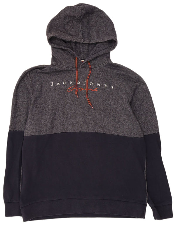Męski sweter z kapturem Jack & Jones, 2XL, szara, bawełniana z blokami kolorów