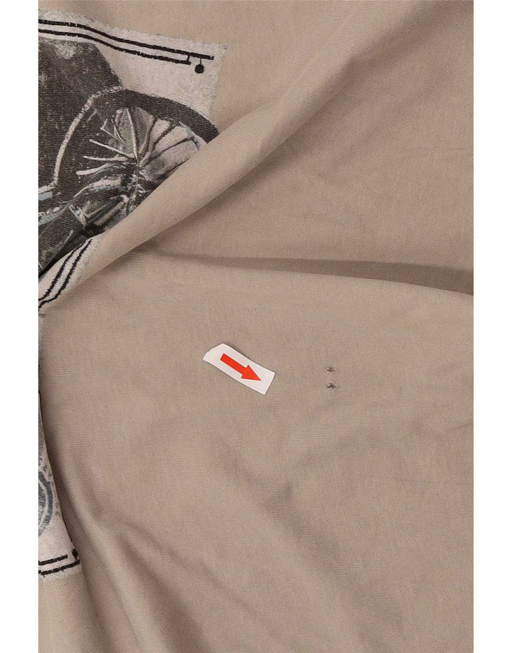 Męska koszulka z grafiką Fat Face Top XL, beżowa, bawełniana