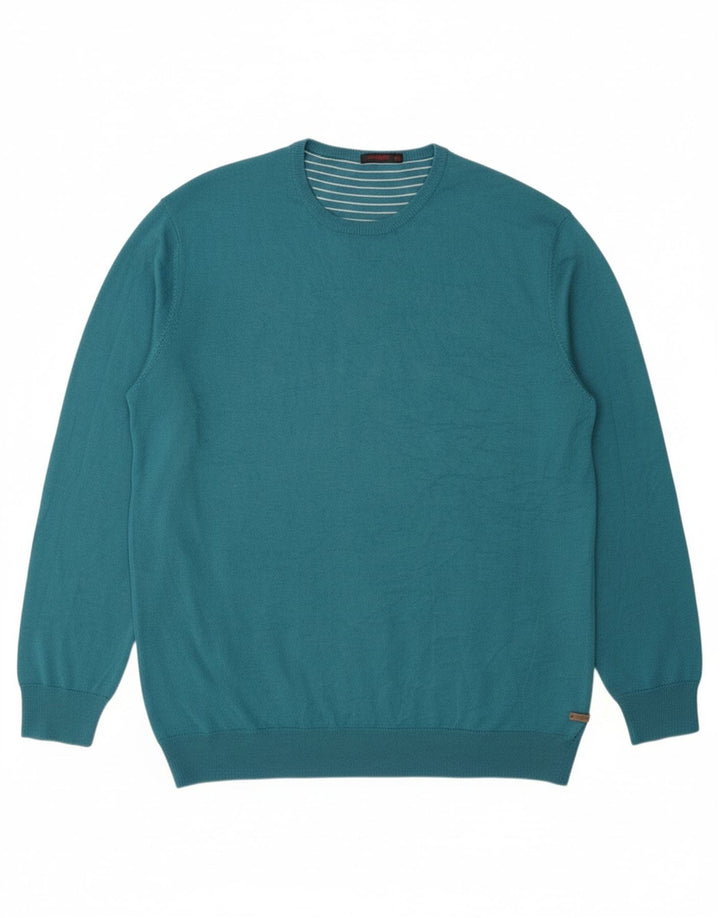CARRERA Mens Crew Neck Jumper Sweater 2XL Turquoise Wool