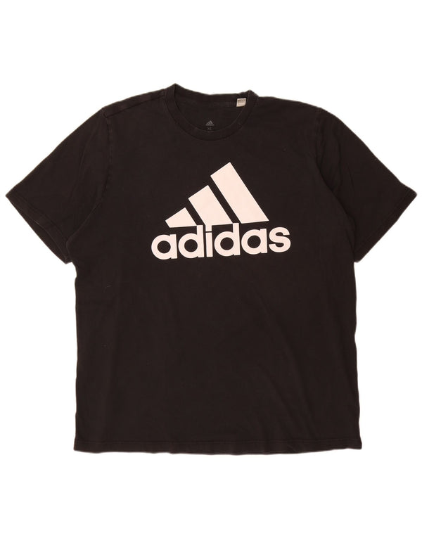 Męska koszulka z grafiką ADIDAS, góra XL, czarna, bawełniana