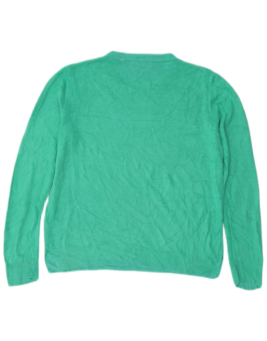 MARKS & SPENCER Damski sweter z okrągłym dekoltem UK 12, średni zielony akryl