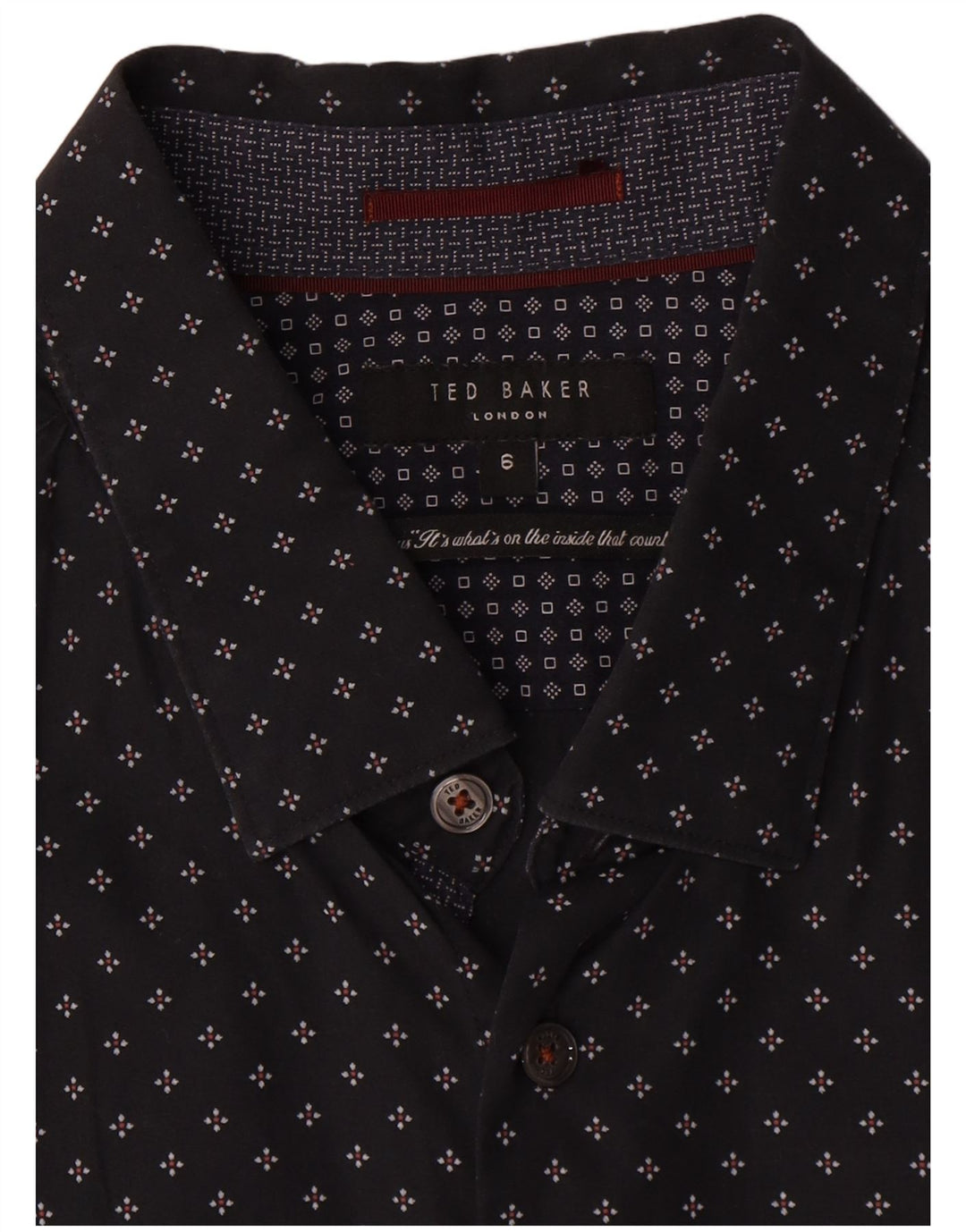 Koszula męska Ted Baker, rozmiar 6, 2XL, czarna, z geometrycznej bawełny