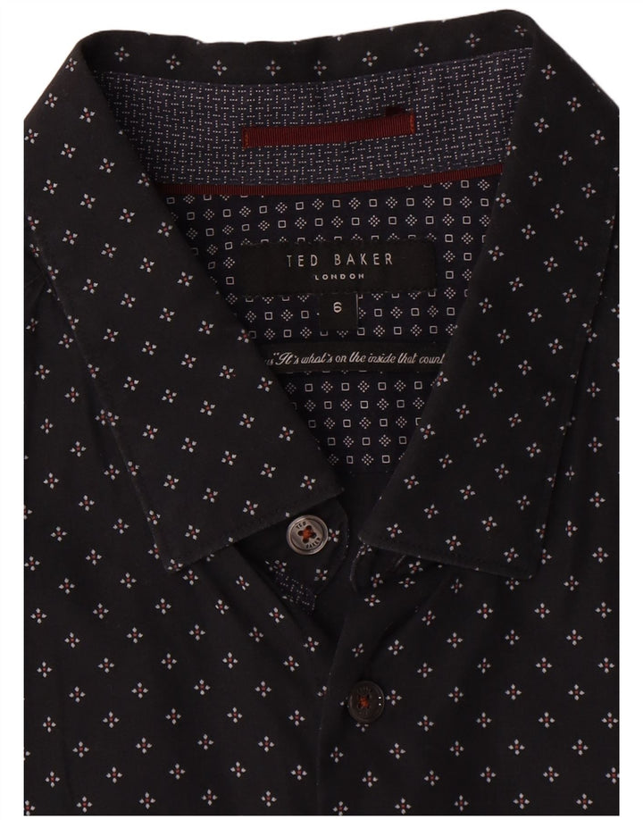 Koszula męska Ted Baker, rozmiar 6, 2XL, czarna, z geometrycznej bawełny