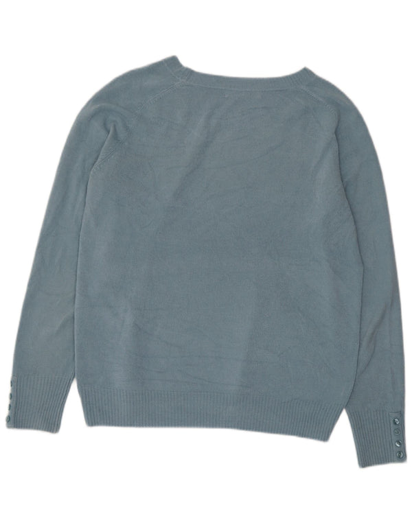 Marks & Spencer Damski sweter z dekoltem w łódkę UK 14 Średni niebieski akryl