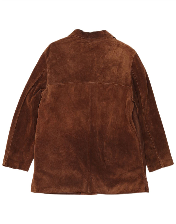 VINTAGE Damska marynarka zapinana na 5 guzików IT 42 Średniobrązowa skóra