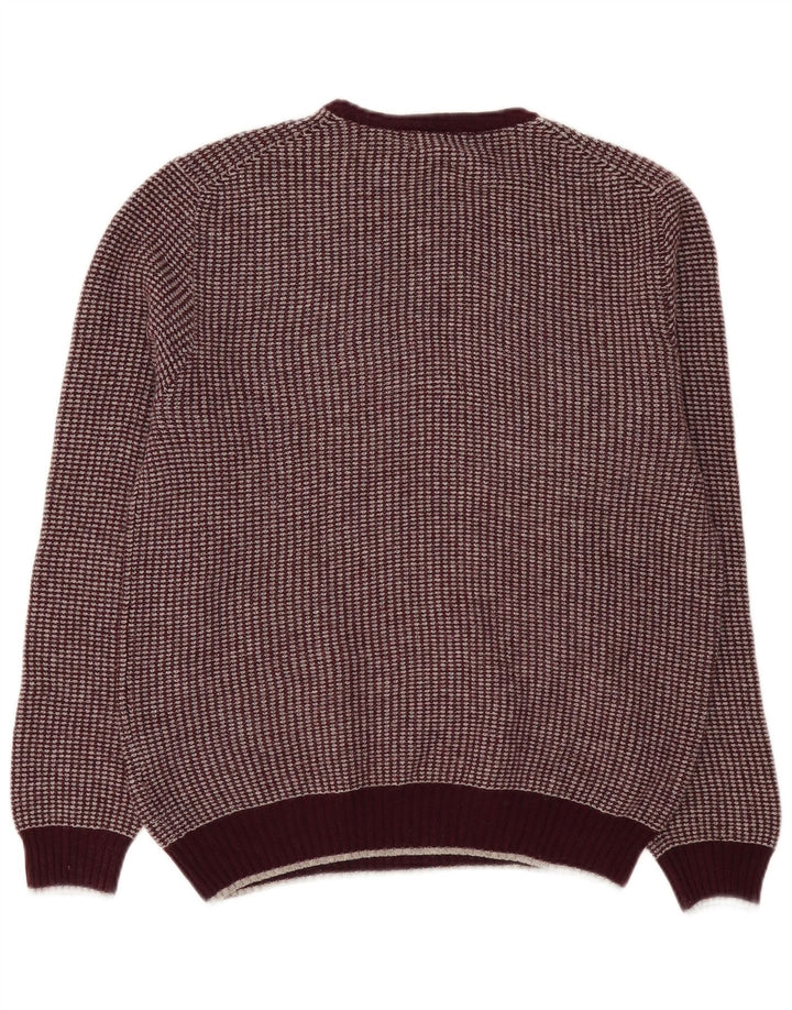 Marks & Spencer Męski sweter z okrągłym dekoltem, średnia, bordowa wełna
