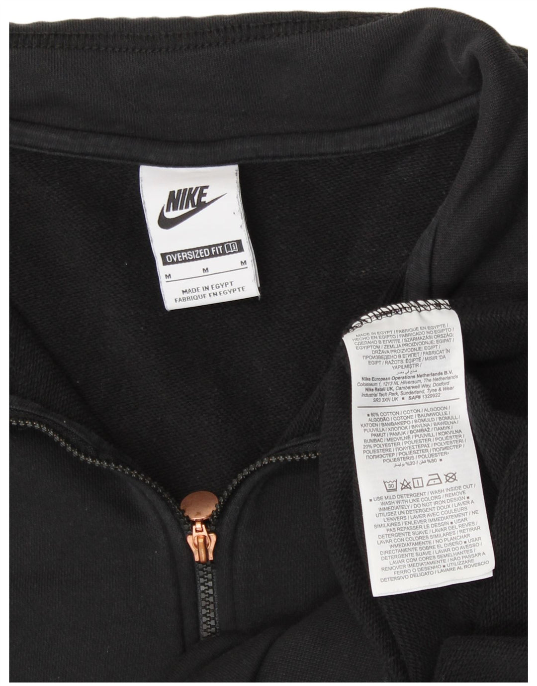 Damski sweter oversize z grafiką NIKE UK 14, średni czarny